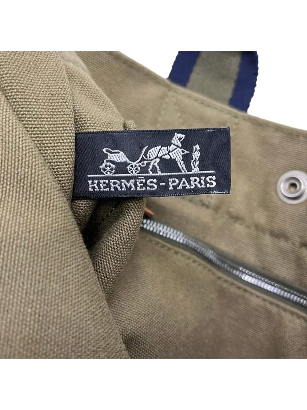 Hermes Tote Fourre Tout PM Khaki Dark Navy